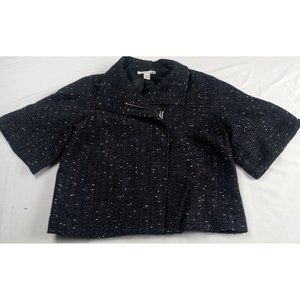 Kenneth Cole New York Jacket Suit Glitter Women  Sz 6 Black Woman Short Sleeve